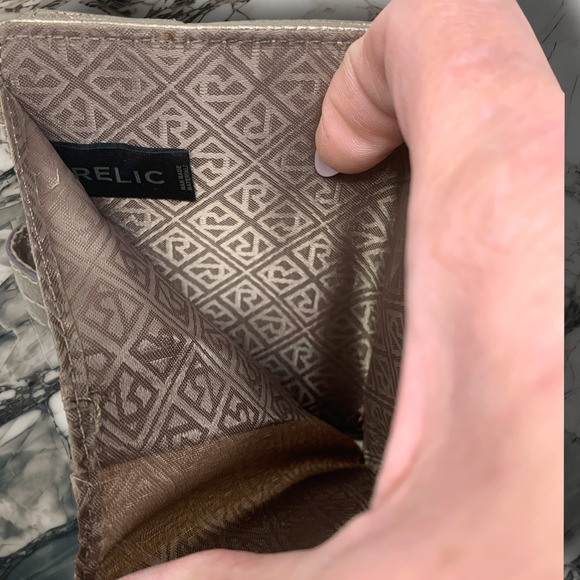 Vintage Y2K RELIC Bronze Vegan Pebble Leather Snap Clutch Wallet Petite Metallic - Picture 6 of 9